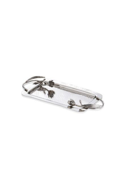 Floral Dekoratif Tepsi Silver Küçük