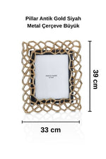 Pıllar Antik Gold Siyah Metal Çerçeve Büyük