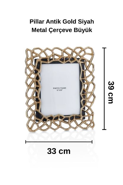 Pıllar Antik Gold Siyah Metal Çerçeve Büyük