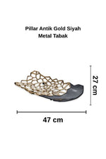 Pıllar Antik Gold Siyah Metal Tabak
