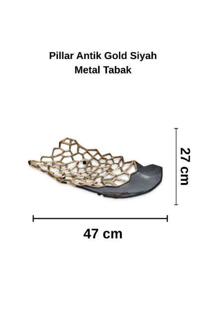 Pıllar Antik Gold Siyah Metal Tabak
