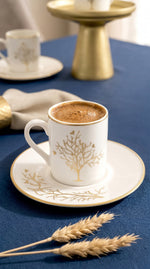 Kitchen Life Hayat Ağacı Desenli Kahve Fincanı Takımı – Yaldızlı, 6 Kişilik, 105 ml