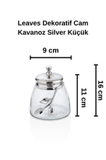 Leaves Dekoratif Cam Kavanoz Silver Küçük