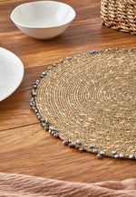 Cornella Seagrass Hasır Yuvarlak Amerikan Servis Supla Silver