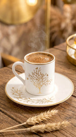 Kitchen Life Hayat Ağacı Desenli Kahve Fincanı Takımı – Yaldızlı, 6 Kişilik, 105 ml