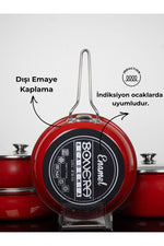 Bonera Lilium Emaye 7 Parça Güveç Set Kırmızı Titanyum