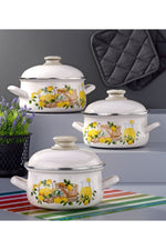 Bonera Emaye 6 Parça Krem Set Limon Dekor