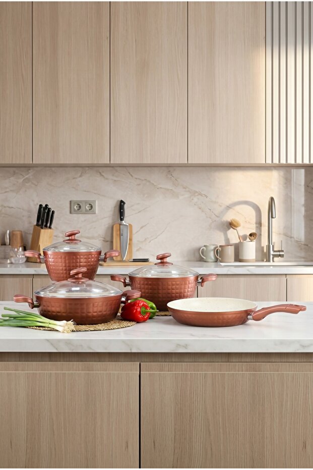 Bonera Pro 7 Parça Rose Gold Tencere Tava Seti