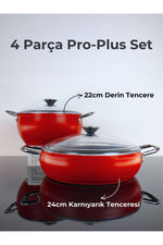 Bonera Pro Plus Parça Tencere Seti Kırmızı