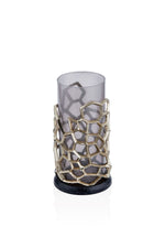 Pillar Antik Gold Gri Ombreli Cam Mumluk Büyük / Ağız: 12 cm x Boy: 35 cm