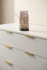 Pillar Antik Gold Gri Ombreli Cam Mumluk Büyük / Ağız: 12 cm x Boy: 35 cm