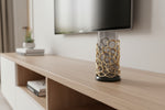 Pillar Antik Gold Gri Ombreli Cam Mumluk Büyük / Ağız: 12 cm x Boy: 35 cm