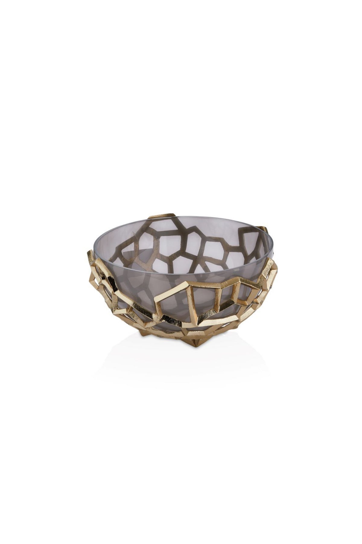 Pıllar Antik Gold Gri Ombreli Cam Meyvelik / Çap: 25 cm x Boy: 14 cm