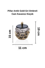 Pıllar Antik Gold Gri Ombreli Cam Kavanoz Küçük