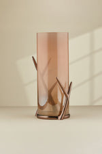 Gınger Saten Bronz Ayaklı Cam Vazo Küçük