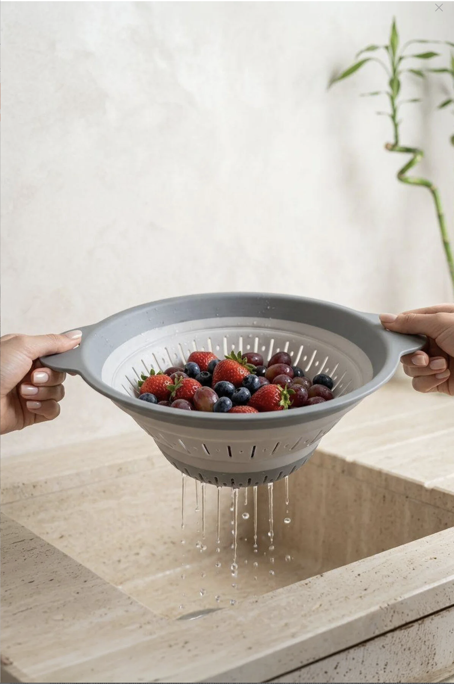 Kitchen Life Katlanabilir Süzgeç Seti – 4 Parça Akordiyon Mutfak Hazırlık Grubu, Gri