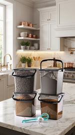 Kitchen Life Mega Boy Deterjanlık Seti – 4'lü Kare Un & Bakliyat Kutusu, 6 Litre