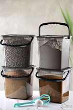Kitchen Life Mega Boy Deterjanlık Seti – 4'lü Kare Un & Bakliyat Kutusu, 6 Litre