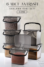 Kitchen Life Kulplu Deterjanlık Seti – 6'lı Mega Boy Un & Bakliyat Kabı, 4 Litre