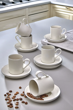 Kitchen Life Gümüş Yaldızlı Çizgili Kahve Fincanı Seti – 6 Kişilik 12 Parça, 100 ml