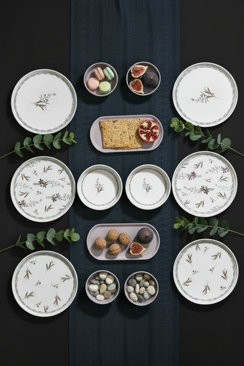 Kitchen Life Lüks Bahar Dalı Desenli Kahvaltı Sofrası – 6 Kişilik, 14 Parça
