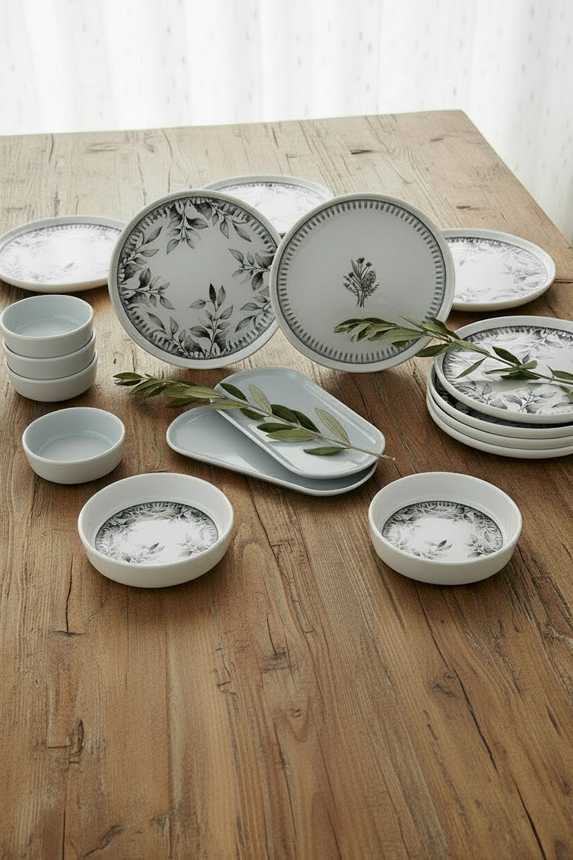 Kitchen Life Cold Flowers Desenli Kahvaltı Takımı – 6 Kişilik, 14 Parça, Lüks Sunum