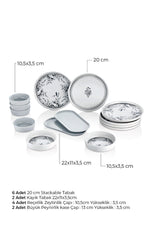Kitchen Life Cold Flowers Desenli Kahvaltı Takımı – 6 Kişilik, 14 Parça, Lüks Sunum