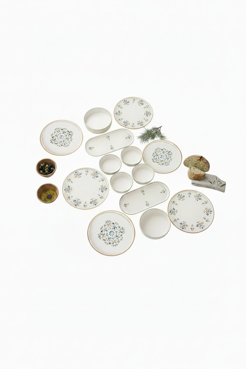 Kitchen Life İstiflenebilir D-Harma Desenli Kahvaltı Takımı – 6 Kişilik, 14 Parça