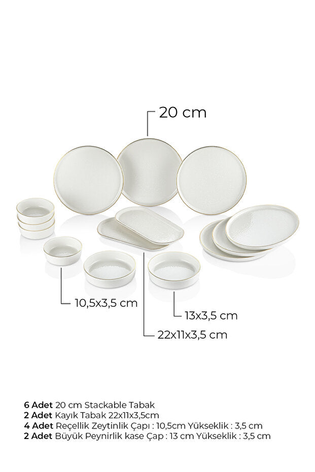 Kitchen Life Caotic Gold Desenli Kahvaltı Seti – Altın Yaldızlı, 6 Kişilik, 14 Parça