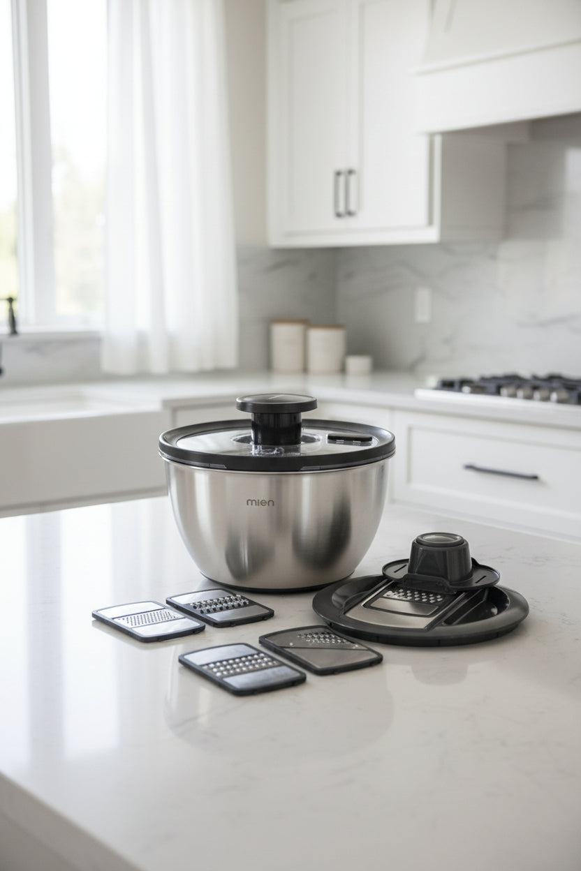 Kitchen Life Mien Profesyonel Hazırlık Seti – Rendeli Karıştırma & Salata Kurutucu, 11 Parça