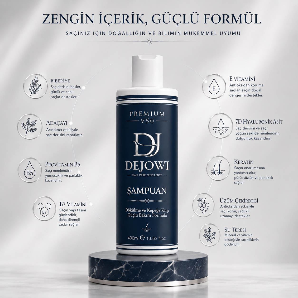 Dejowi V50 Dökülme ve Kepek Karşıtı Premium Şampuan 400 ml