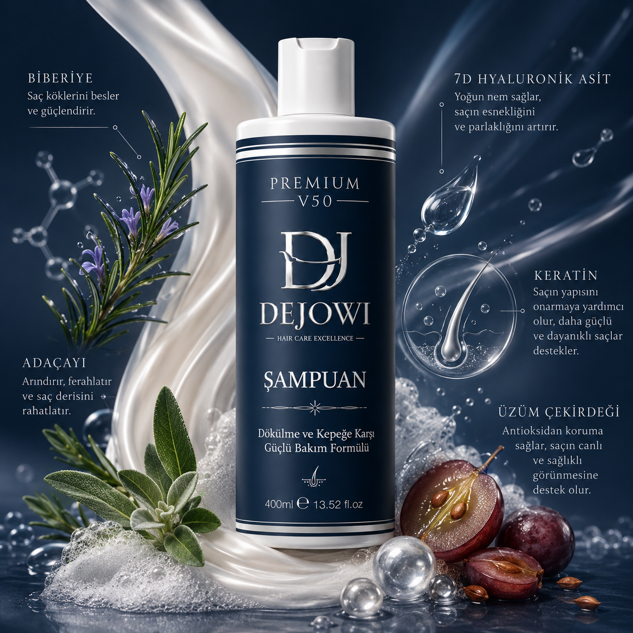 Dejowi V50 Dökülme ve Kepek Karşıtı Premium Şampuan 400 ml
