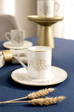 Kitchen Life Hayat Ağacı Desenli Kahve Fincanı Takımı – Yaldızlı, 6 Kişilik, 105 ml