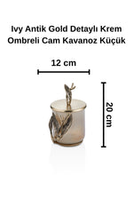 Ivy Antik Gold Detaylı Krem Ombreli Cam Kavanoz Küçük