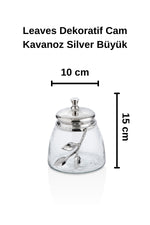 Leaves Dekoratif Cam Kavanoz Silver Büyük