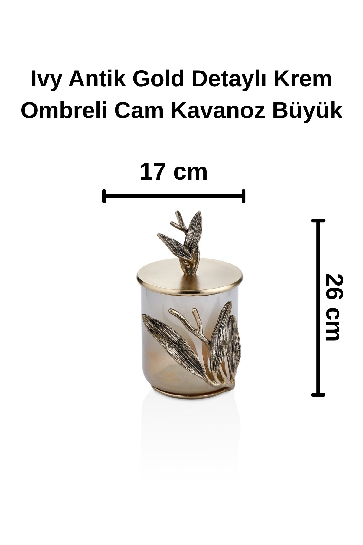 Ivy Antik Gold Detaylı Krem Ombreli Cam Kavanoz Büyük