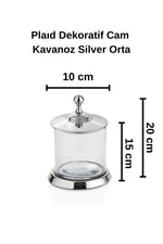 Plaıd Dekoratif Cam Kavanoz Silver Orta