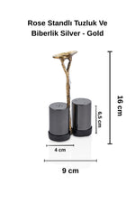 Rose Standlı Tuzluk Ve Biberlik Silver - Gold