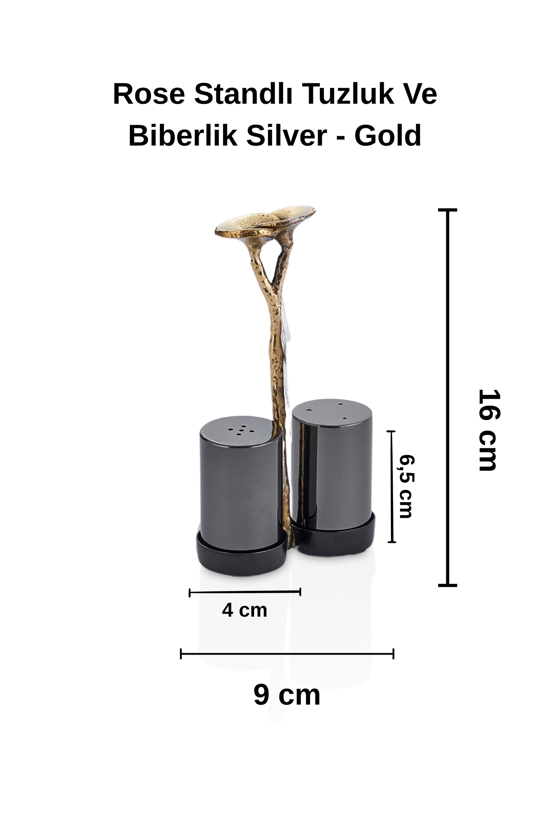 Rose Standlı Tuzluk Ve Biberlik Silver - Gold