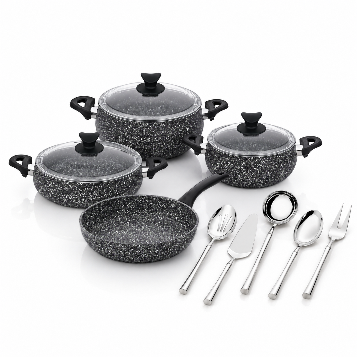 Altın Sonbahar İkili Set – Taç Mastercook Tombik Tencere + Nehir Marbella Servis Takımı