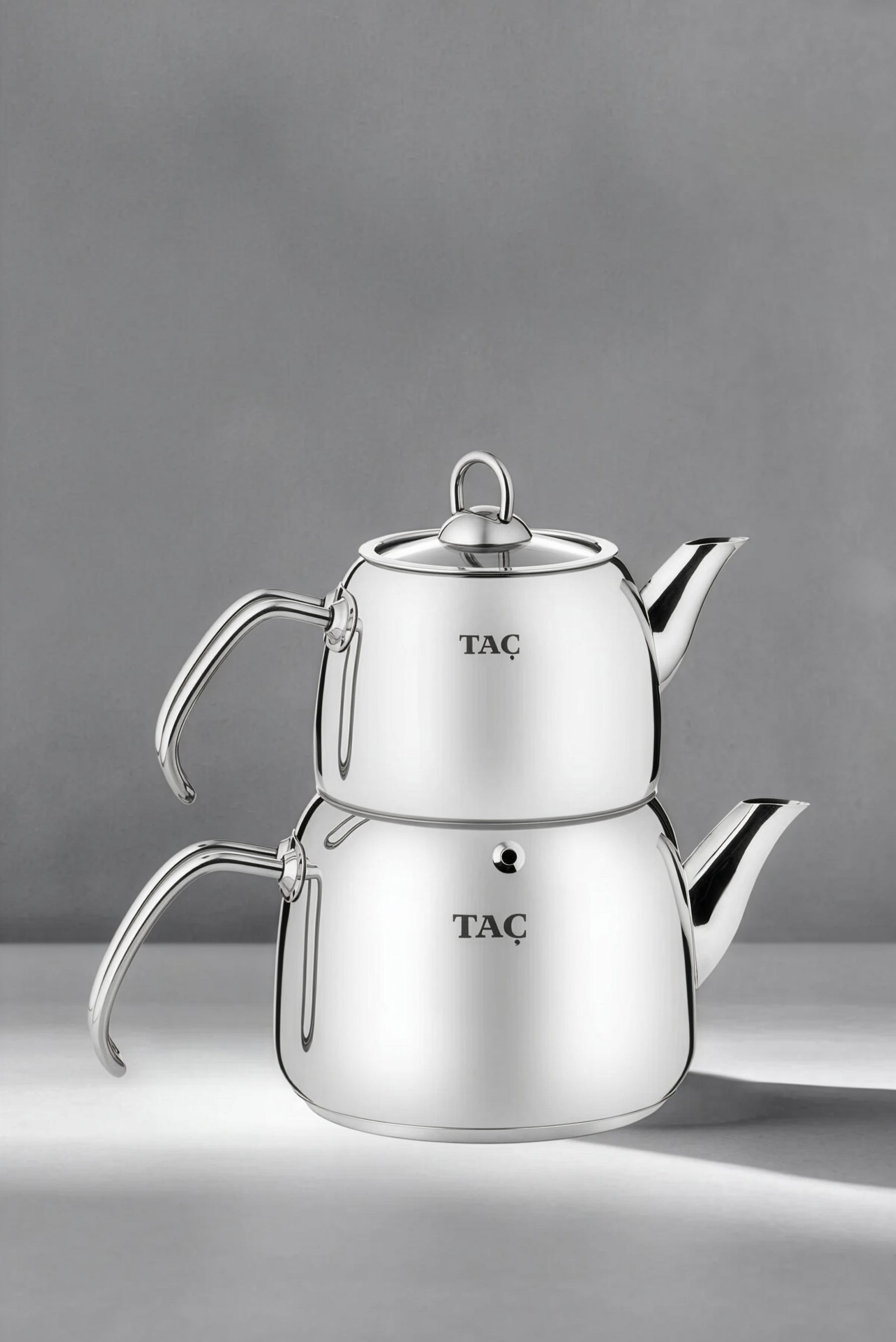 Taç Panda TAC-5934 Orta Boy Platin Paslanmaz Çelik Çaydanlık Takımı – İndüksiyon Uyumlu